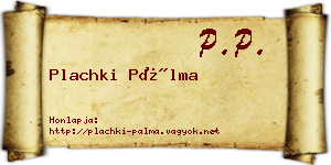 Plachki Pálma névjegykártya